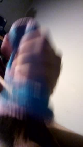 Fuzzy blue and pink sock (homemade video)